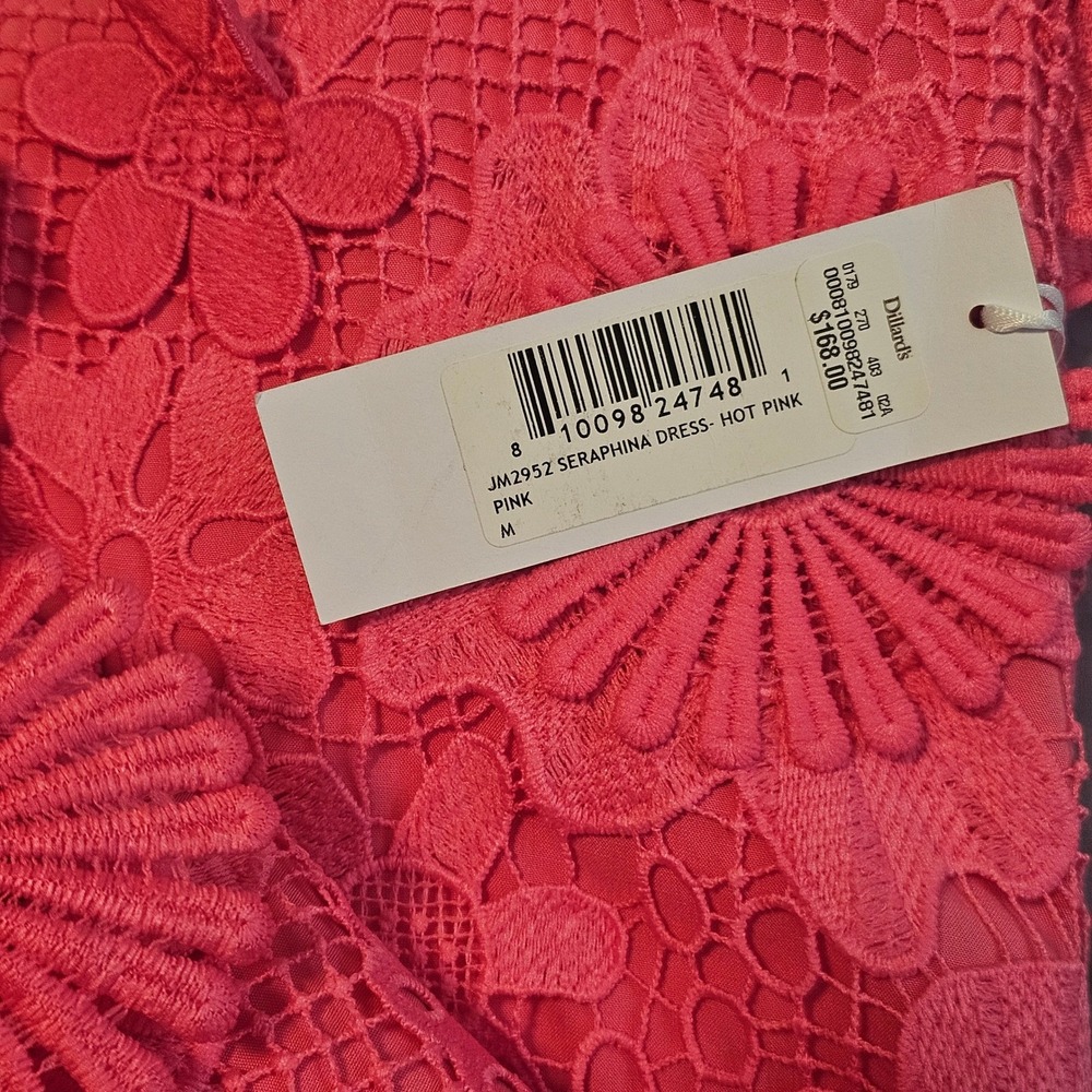 J.Marie M Hot Pink Seraphina 3D Floral Lace Lined Short Dress NWT $168 1356 - Picture 7 of 9